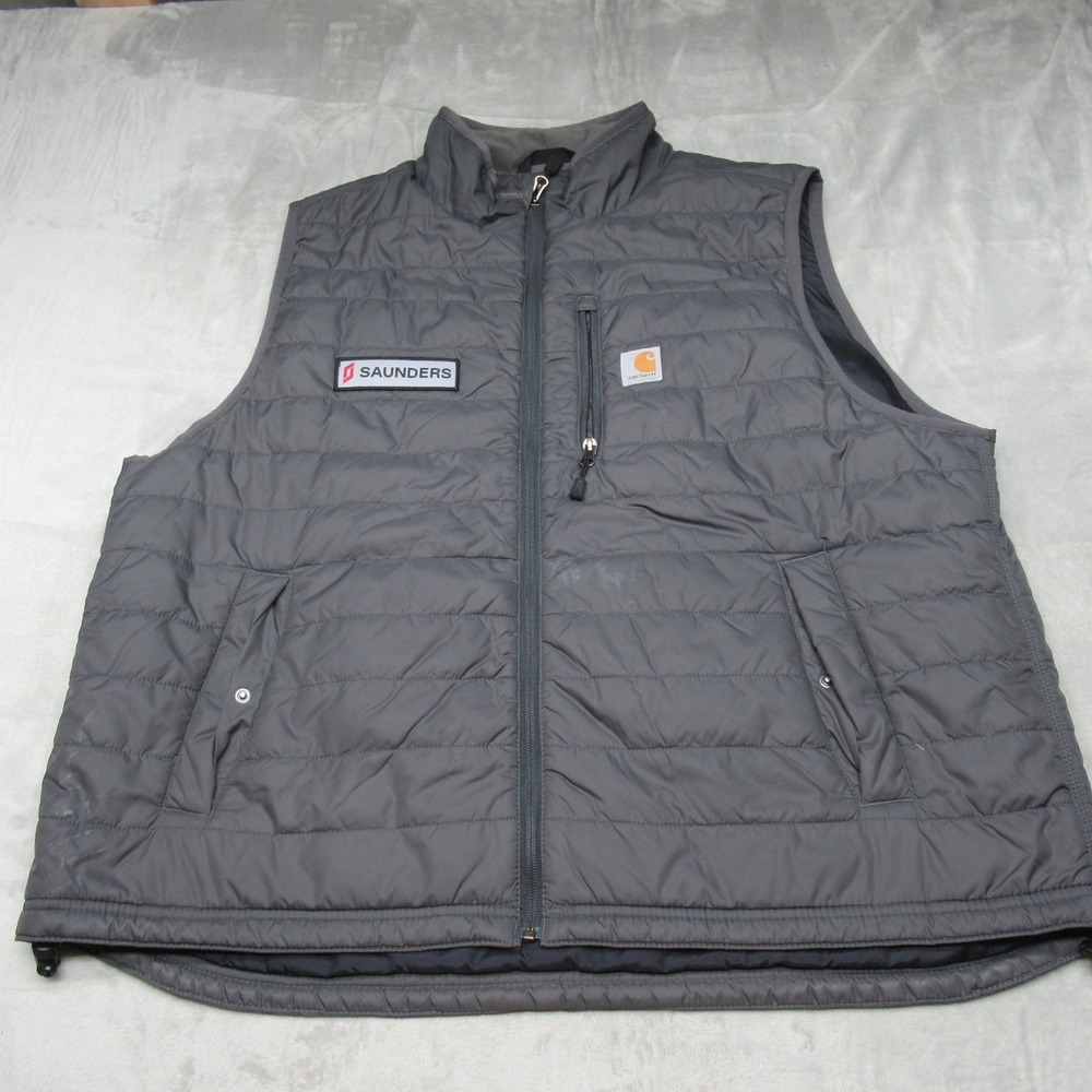Carhartt Rain‎ Defender Vest Mens XXL Gray Relaxed Quilted Puffer OV2286 LOGO
